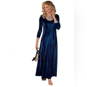Soft Surroundings Santiago dark blue stretch maxi dress plus size 1X